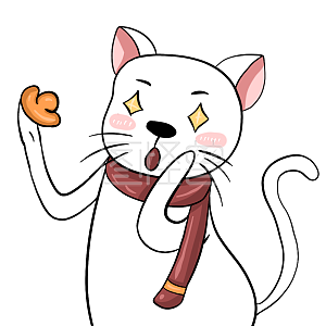 商业 宣传 表情包 卡通 可爱 猫 白色 围巾猫 财迷心窍 元宝