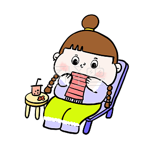 图怪兽原创元素圣诞节小姑娘织毛衣表情包插画原创元素