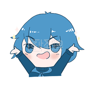 图怪兽原创元素卡通蓝色男生表情包闪亮登场