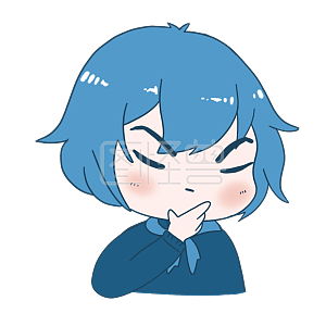 图怪兽原创元素卡通蓝色男生表情包沉思