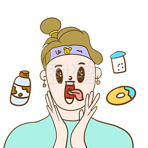 图怪兽原创元素黑色星期五购物女孩想吃表情包插画元素