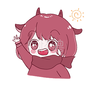 图怪兽原创元素卡通可爱牛年小女孩表情包早安打招呼