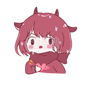 图怪兽原创元素卡通可爱牛年小女孩表情包心动