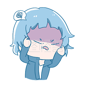 图怪兽原创元素卡通可爱人物表情包心烦