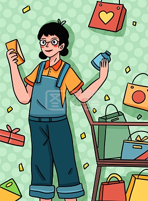 图怪兽原创元素双12购物节女孩卡通可爱详情图怪兽原创元素双12购
