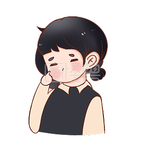 图怪兽原创元素黑发可爱卡通女孩表情包挠头