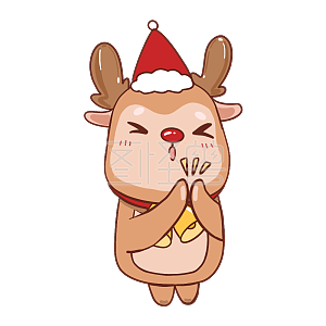 图怪兽原创元素圣诞节卡通可爱小鹿表情包鼓掌