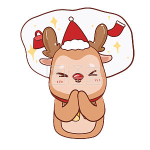 图怪兽原创元素圣诞节卡通可爱小鹿表情包许愿