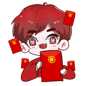 图怪兽原创元素新年卡通男孩红红火火天降红包
