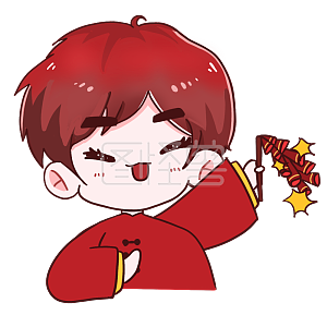 图怪兽原创元素新年卡通男孩红红火火放鞭炮