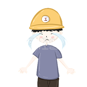 卡通 可爱 打工仔 蓝色 黄色 创意 搞笑 伤心 哭泣 大哭 不知所措 无