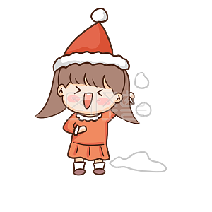 红色    卡通    女孩    扔雪球   圣诞节  表情包