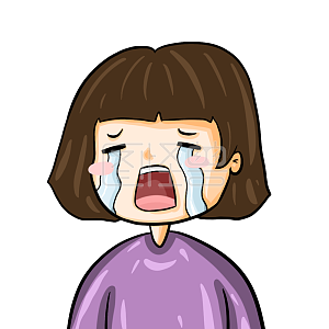 商业 宣传 表情包 卡通 可爱 短发小姐姐  紫色  创意 搞笑 痛哭流涕