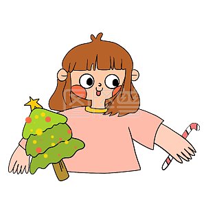 图怪兽原创元素卡通风圣诞表情包嘻嘻插画原创元素