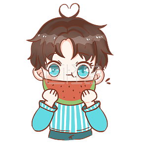 图怪兽原创元素卡通q版男孩表情包吃瓜