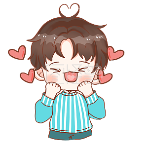 图怪兽原创元素卡通q版男孩表情包心动