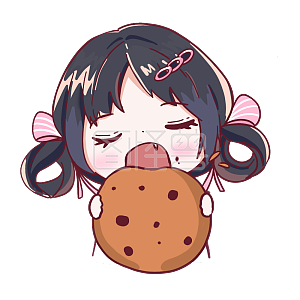 图怪兽原创元素卡通q版女孩表情包大口吃