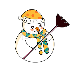 图怪兽原创元素冬天可爱的小雪人简笔画