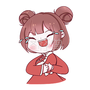 图怪兽原创元素新年卡通女孩表情包大笑