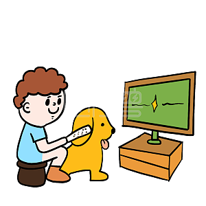 图怪兽原创元素卡通风国际儿童电视日关掉电视表情包插画原创元素