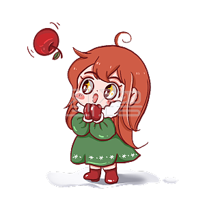 图怪兽原创元素卡通女孩平安夜天降苹果