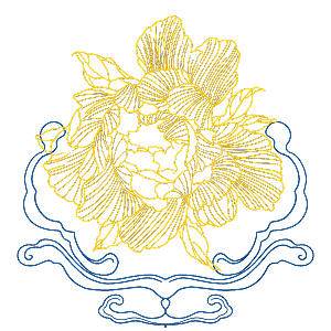 图怪兽原创元素红包纹样金色描边牡丹花元素