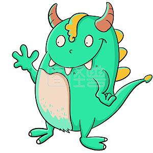 图怪兽原创元素绿色怪兽打招呼素材