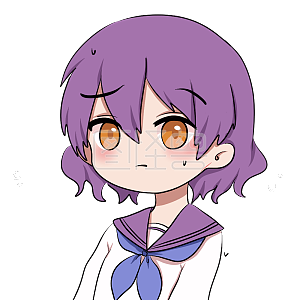 图怪兽原创元素卡通表情包紫色短发女孩皱眉