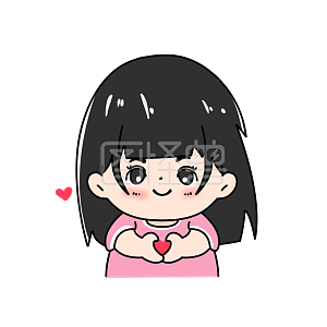图怪兽原创元素表白爱你比心小女孩卡通