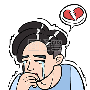 图怪兽原创元素 扁平 流泪伤心哭泣 男孩 心碎元素