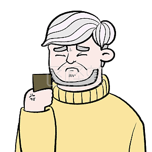 图怪兽原创元素 扁平 卡通 老爷爷皱眉优惠套路 疑惑 搞怪元素