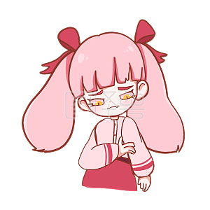 图怪兽原创元素冬季粉色猫系女孩可爱表情包手受伤