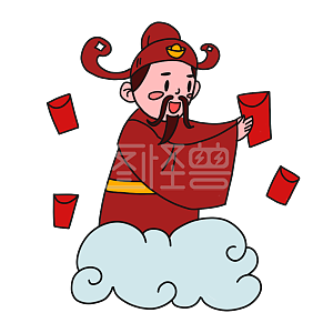 图怪兽原创元素红色喜庆中国风财神表情包