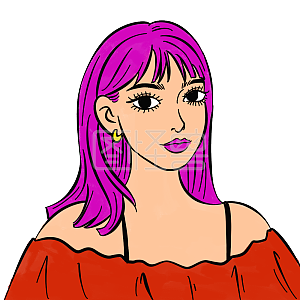 图怪兽原创元素 卡通 色稿 头像 复古 人物 时尚 女孩 女性