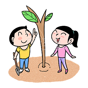 图怪兽原创元素 卡通 植树节 种树