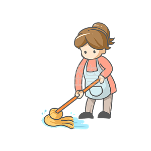 图怪兽原创元素手账表情包女生打扫清洁