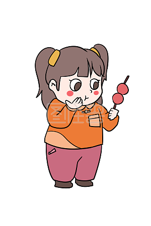 图怪兽原创元素 粉色 卡通 女孩 春节做饺子 漫画海报