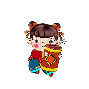 图怪兽原创元素卡通牛年春节喜庆福娃女孩