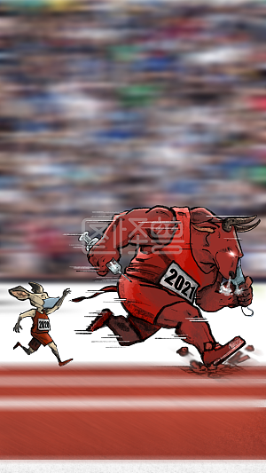 图怪兽原创元素 卡通 鼠年牛年交接 手机壁纸