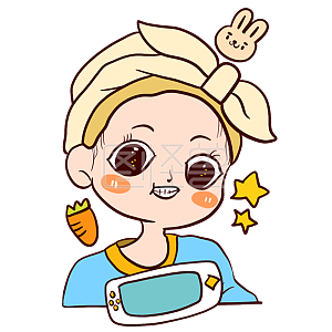 图怪兽原创元素卡通风女孩女生节嘻嘻玩游戏表情包插画元素