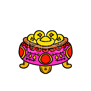 图怪兽原创元素卡通风聚宝盆插画元素