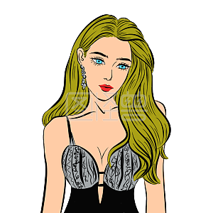 图怪兽原创元素  卡通  色稿 头像 复古 人物 时尚 女孩 女性