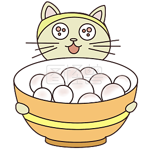 图怪兽原创元素 卡通 元宵节 猫