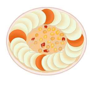 卡通 新年 年夜饭 年糕详情图怪兽原创元素大寒食物炸年糕详情