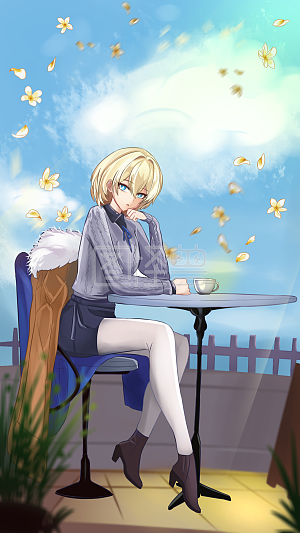 图怪兽原创素材 梦幻 卡通 女生节 白 午后茶会