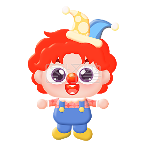 卡通可爱小丑娱乐游乐园童趣插画元素