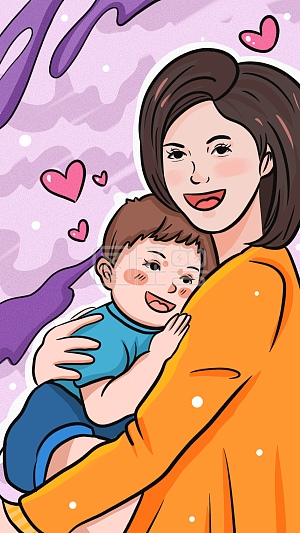 图怪兽原创元素母亲节母女温馨快乐