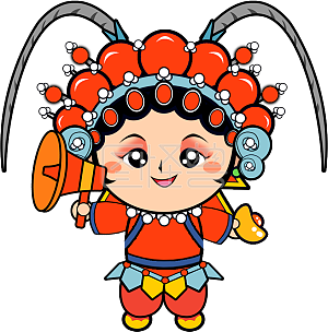 卡通中国风国潮京剧人物电商促销插画元素