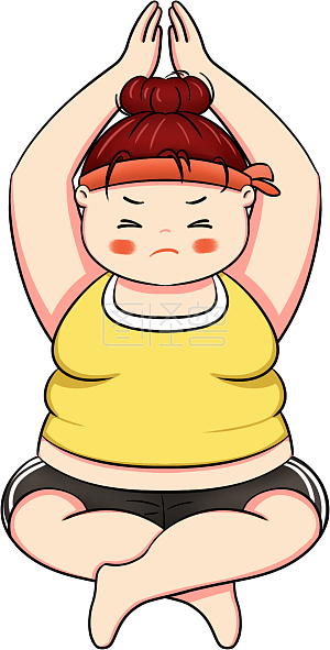 图怪兽原创元素卡通预防肥胖日胖女孩减肥