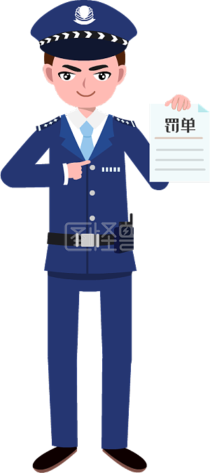 图怪兽gif原创元素扁平风格交通警察开罚单动作插画元素